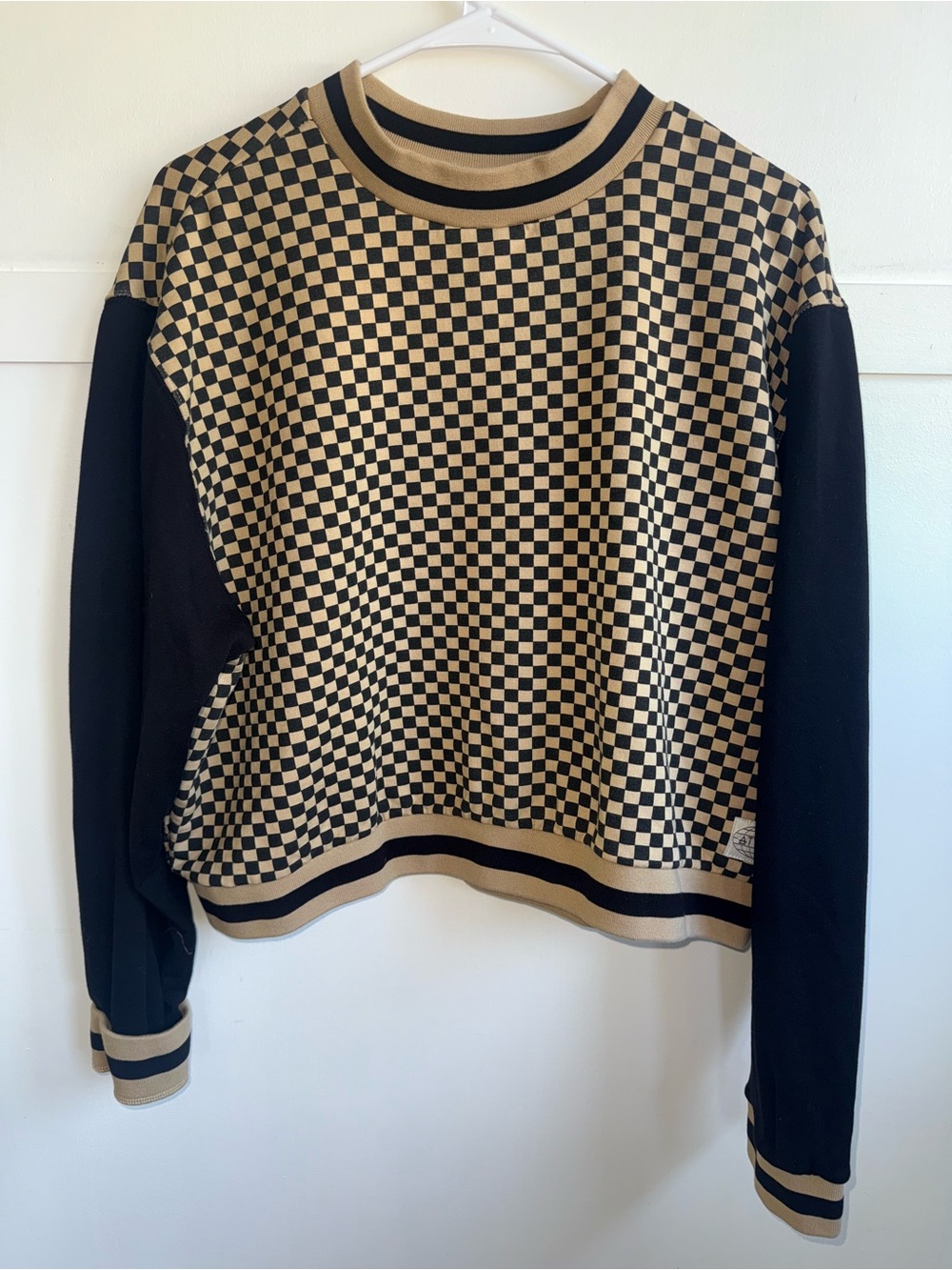 Atwyld Moto Lifestyle Checkpoint Crew Sweatshirt Modal Black Tan Women's XXL